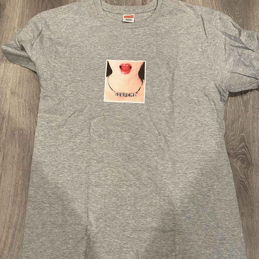 Supreme Gray T-Shirt with Red Logo